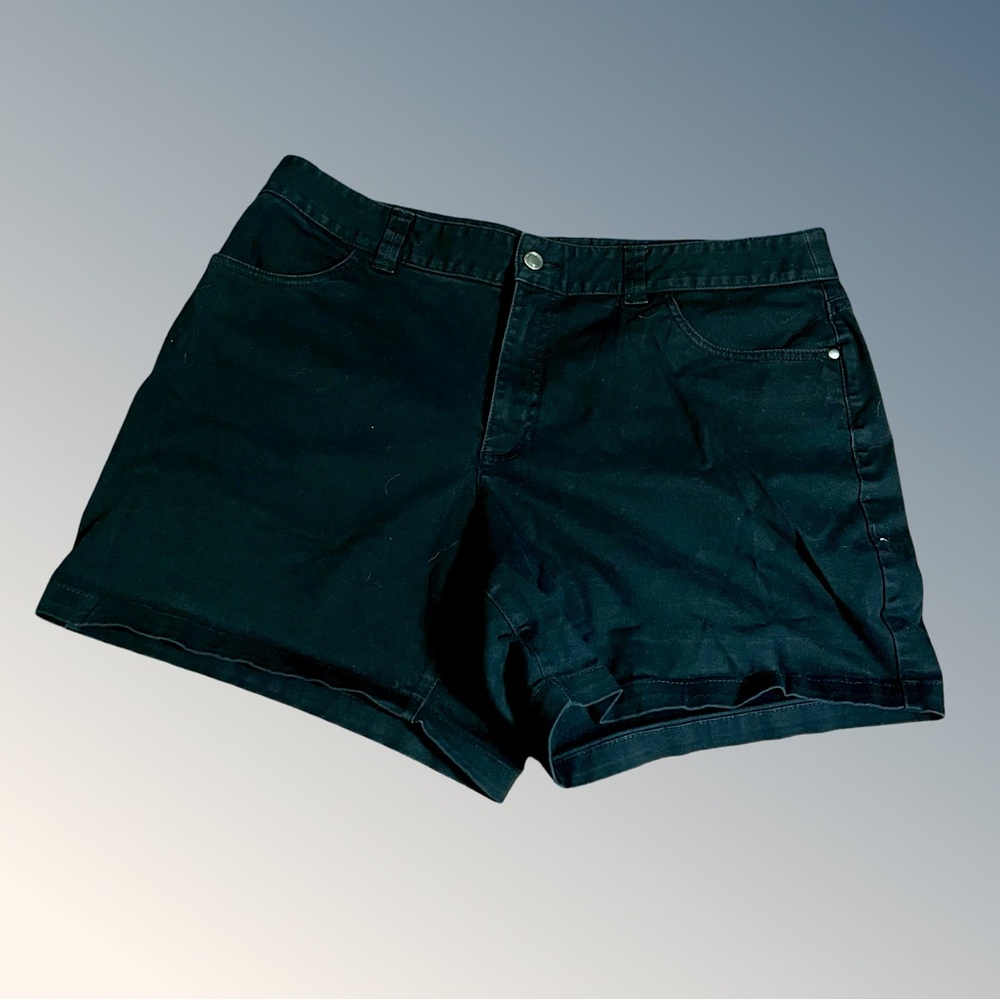 Rafaella Sports Classic black shorts size 12 cotton spandex stretch four pocket - Picture 1 of 14